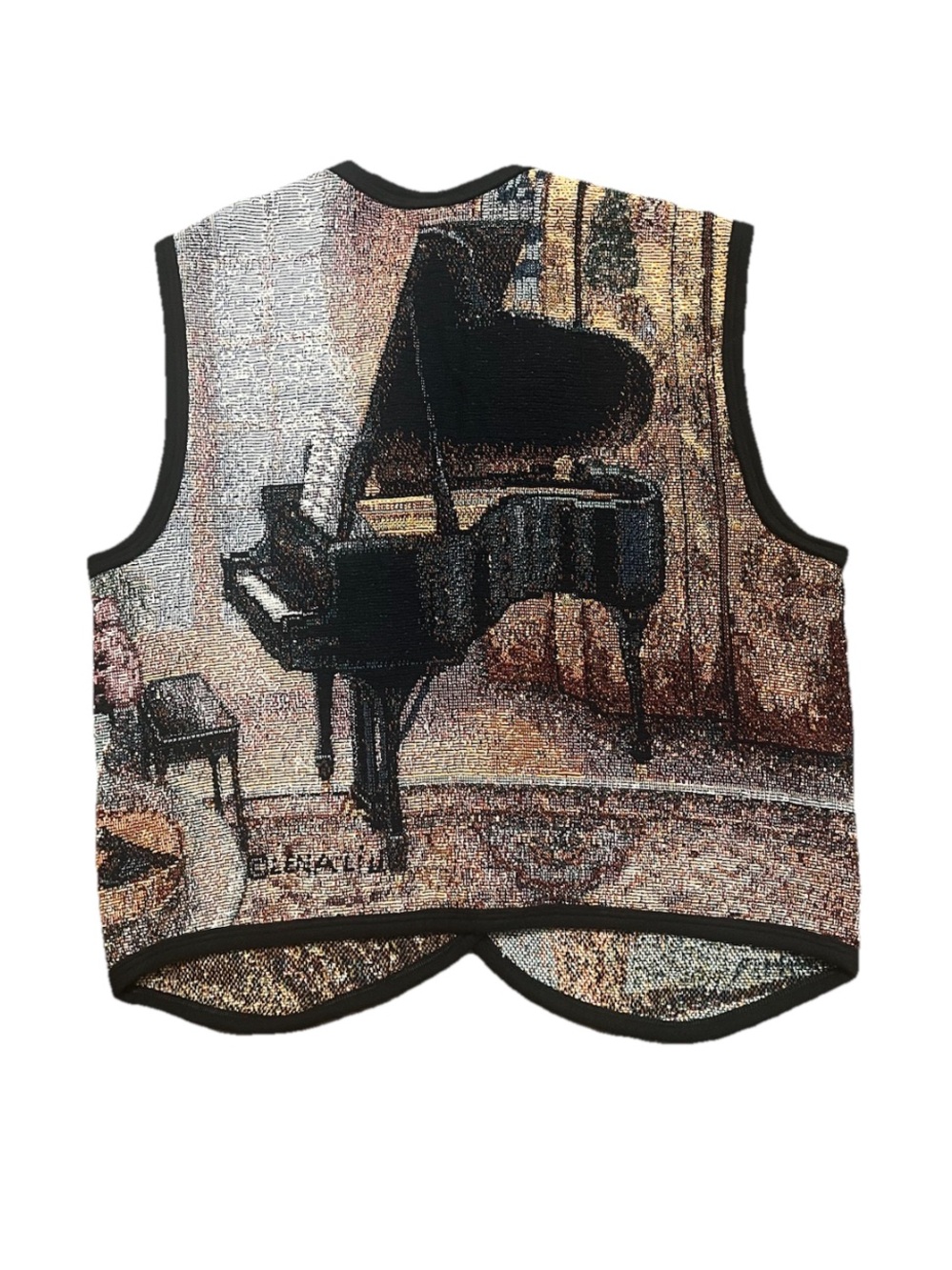 Sugar Street Weavers Tapestry Piano Vest Vintage Size Small Medium Made in USA